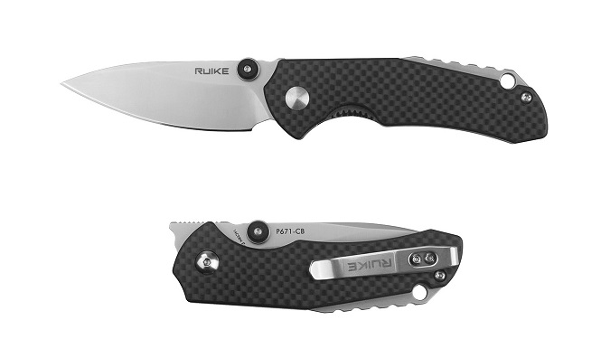 Ruike P671-CB Front Flipper Folding Knife, 14C28N Sandvik, G10/Carbon Fiber
