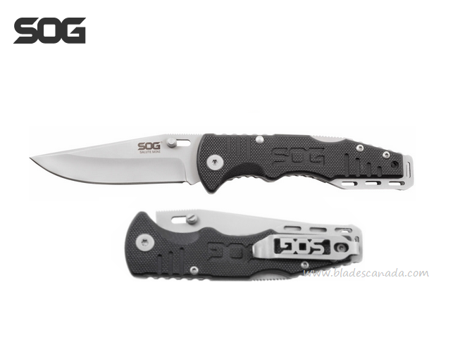 SOG Salute Mini Folding Knife, Clip Point Blade, G10 Black, FF1001