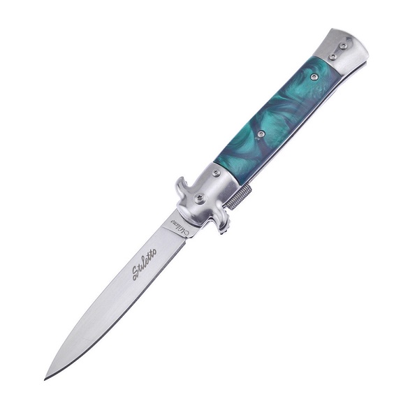 Frost Cutlery Italian Stiletto Milano ISM-001G Green - Assisted Opening