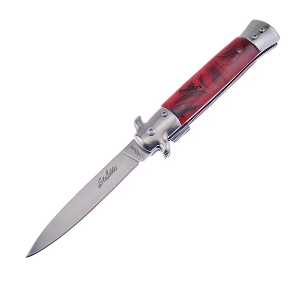 Frost Cutlery Italian Stiletto Milano ISM-001RBK Red & Black - Assisted Opening