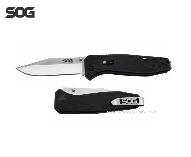 SOG Flare Folding Knife, Assisted Opening, GRN Black, FLA1001