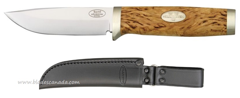 Fallkniven SK3 Juni Fixed Blade Knife, 3G Steel, Curly Birch, Leather Sheath, FN59