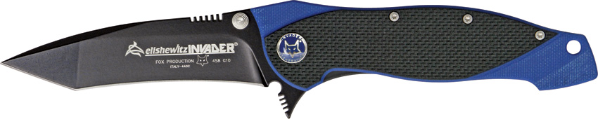 Fox Italy Elishewitz Invader Folding Knife, 440C, G10 Blue/Black, FX-458G10