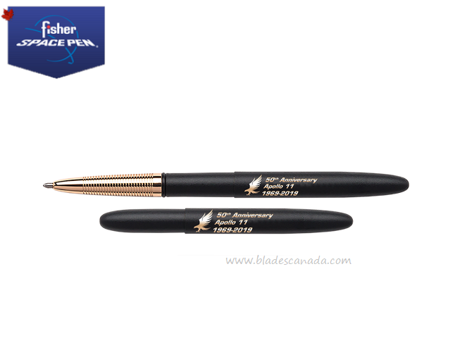 Fisher Space Pen Apollo 11 50th Anniversary Pen, Matte Black w/Gold Grip, FP400B-GFG-50