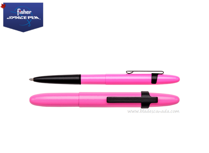 Fisher Space Pen Bullet Pen, Pink w/Matte Black Grip and Clip, FP400PKB-BCL