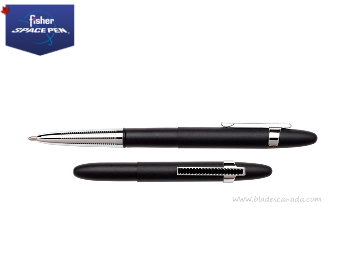 Fisher Space Pen Bullet Pen, Matte Black w/Chrome Grip and Clip, FPBC-CL