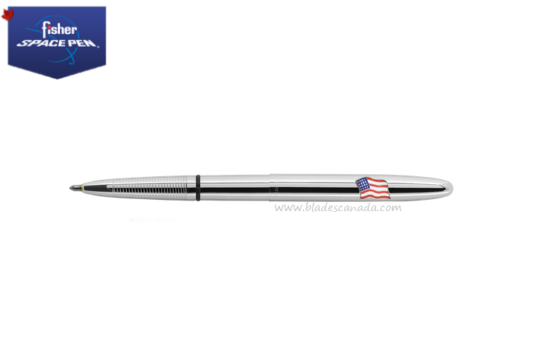 Fisher Space Pen Bullet Pen, Chrome with American Flag, FP600AF