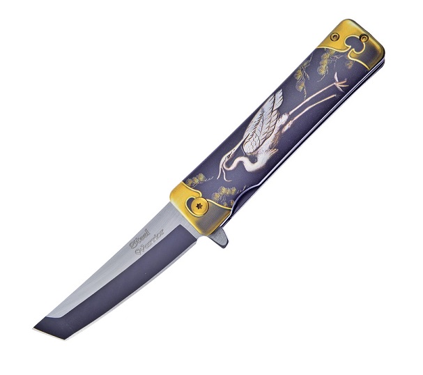 Frost Cutlery Warrior Crane Folding Knife, Steel Tanto, FSW889