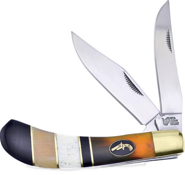 Frost Wild Turkey Slipjoint Sadlehorn Folding Knife, Ox & Buffalo Horn, WTC528SBH