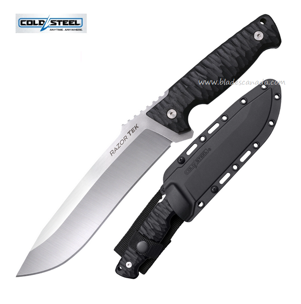 Cold Steel Razor Tek Fixed Blade Knife, 4116 Steel 6.5", GFN Black, FX-65RZR