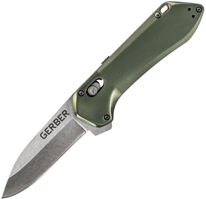 Gerber Highbrow Folding Knife, Assisted Opening, Plain Edge, Aluminum Green