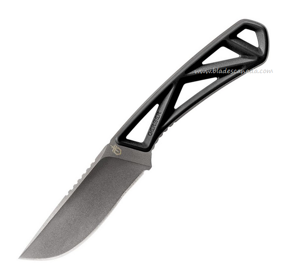 Gerber Ex-Mod Fixed Blade Knife, Stainless Black SW, Black Handle, 1800