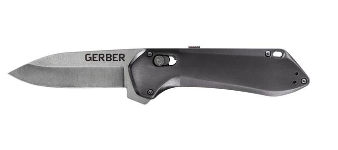 Gerber Highbrow Compact Folding Knife, Assisted Opening, Plain Edge, Grey Handle