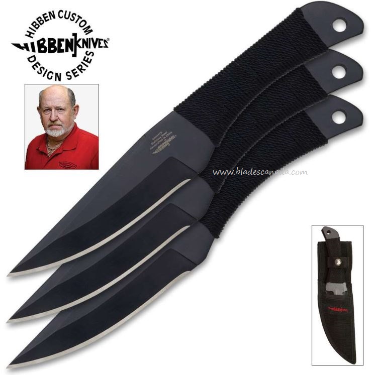 Gil Hibben Triple Throwing Knife Set, Cord Wrap, Nylon Sheath, GH947B