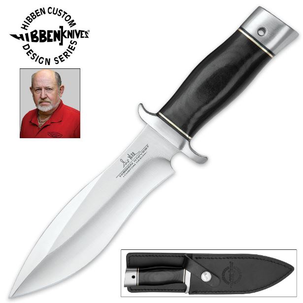 Gil Hibben Alaskan Fixed Blade Boot Knife, Micarta Black, Leather Sheath, GH5055