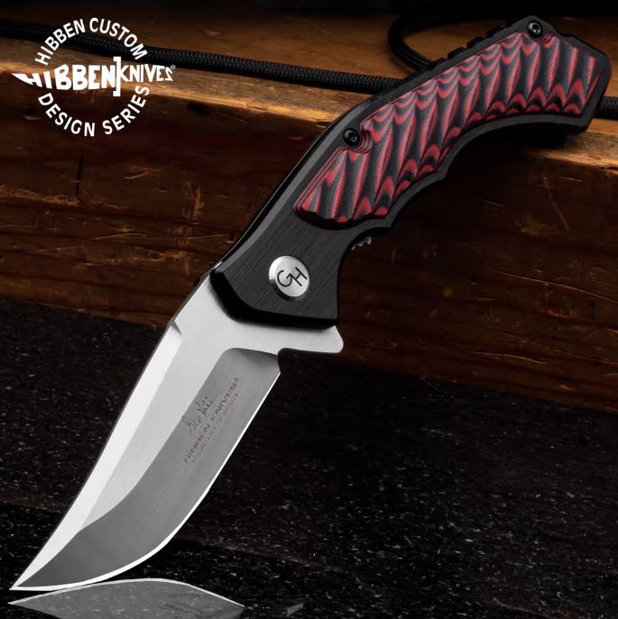 Gil Hibben Red Whirlwind Flipper Folding Knife, Aluminum Handle, GH5115