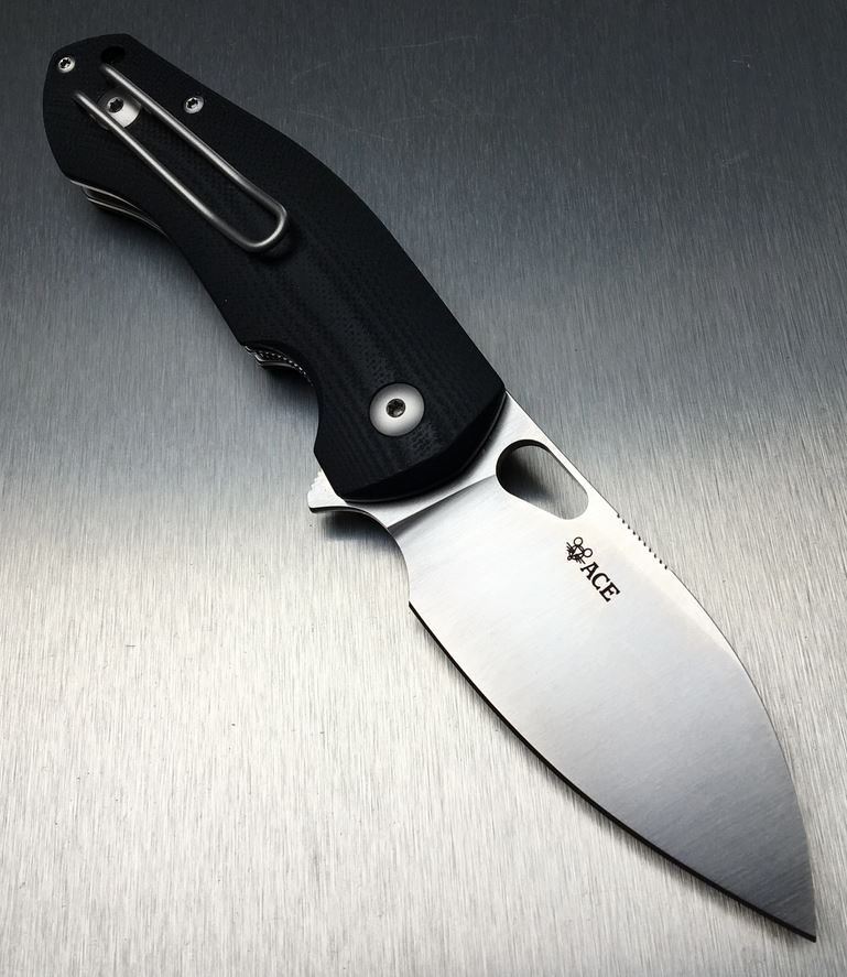 GiantMouse ACE Biblio Flipper Folding Knife, M390, G10 Black, GMBIBBLK