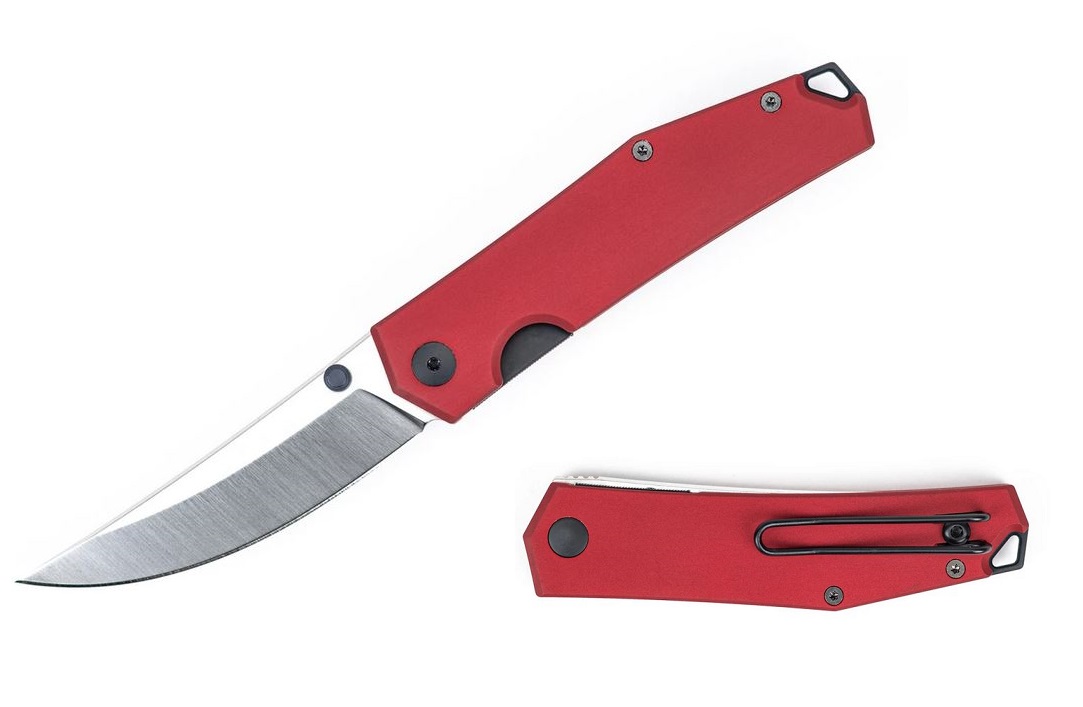 GiantMouse ACE Clyde Folding Knife, N690, Aluminum Red, GMCLYRED-AL