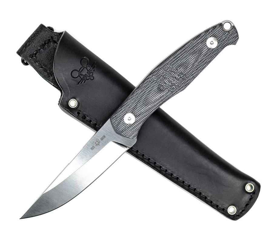GiantMouse GMF2-DB Fixed Blade Knife, N690Co, Micarta Black, GMGMF2DB