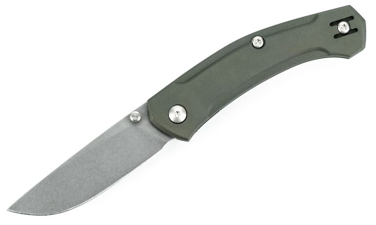 GiantMouse ACE Iona Folding Knife, M390, Aluminum Green, GMIONAALGR