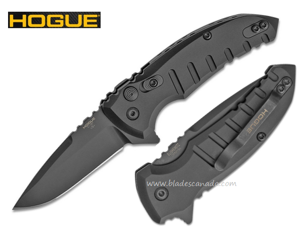 Hogue X1-MicoFlip Flipper Folding Knife, 154CM Drop Point, Aluminum Black, 24176