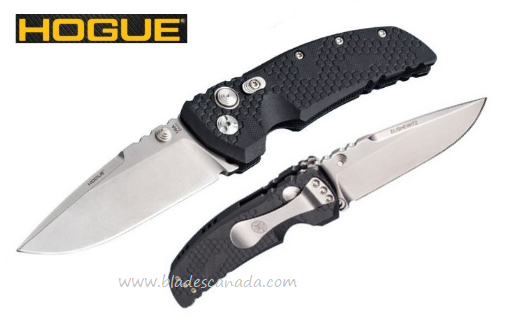Hogue EX-01 Folding Knife, Drop Point 154CM 4", G10 Black, 34157