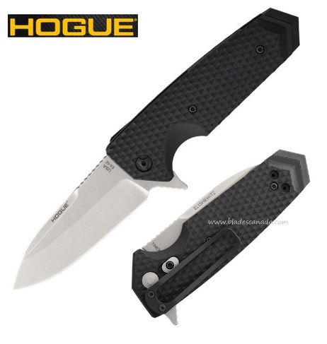 Hogue EX-02 Flipper Folding Knife, 154CM Spear Point 3.5", G10 Black, 34236