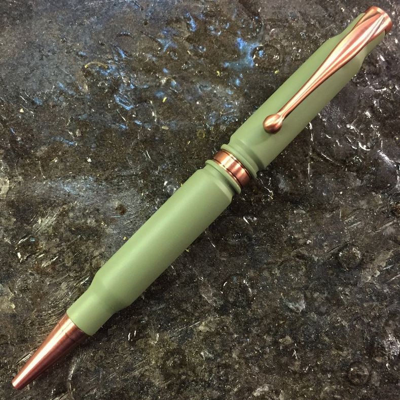High Caliber 308 BAE Green Cerakoted Pen - Antiqued Copper