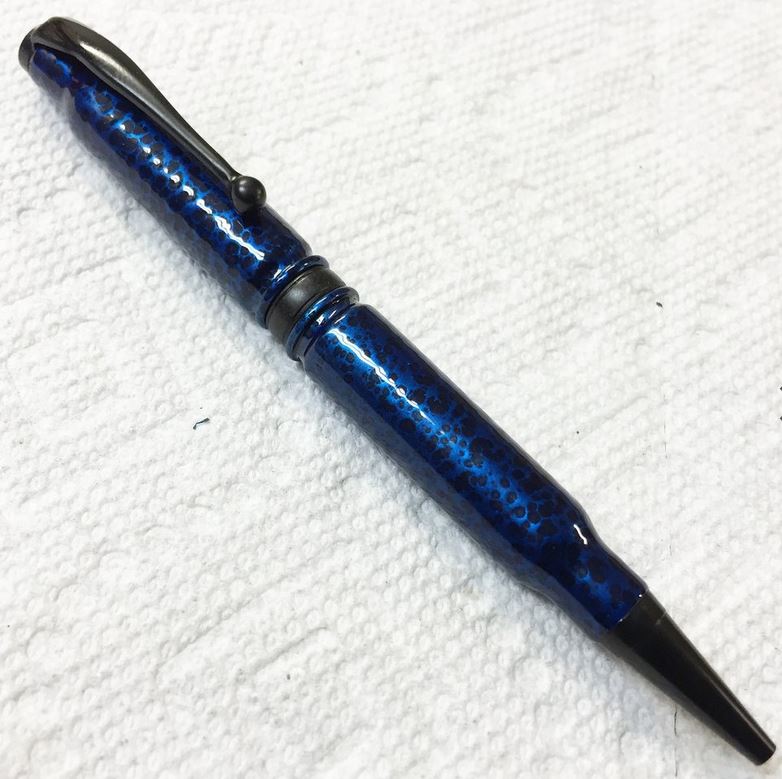 High Caliber 308 Blue Vein Powder Coated Pen - Black
