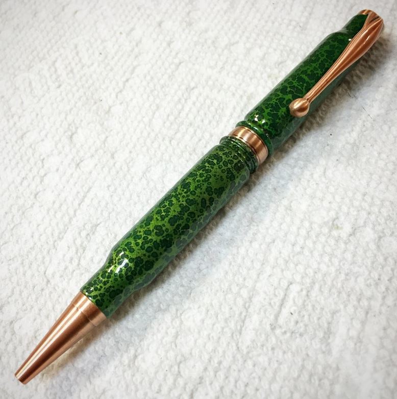 High Caliber 308 Green Vein Powder Coated Pen - Bright Copper