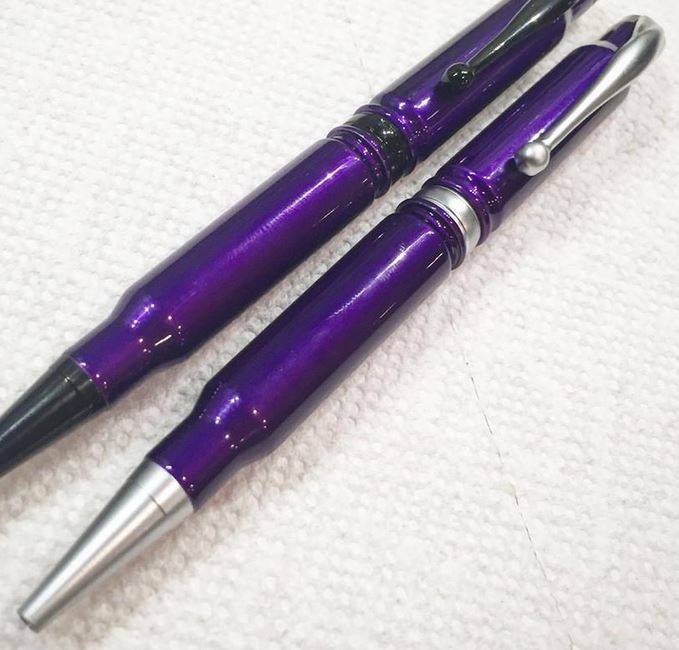 High Caliber 308 Illusion Purple Powder Coated Pen - Satin Pearl