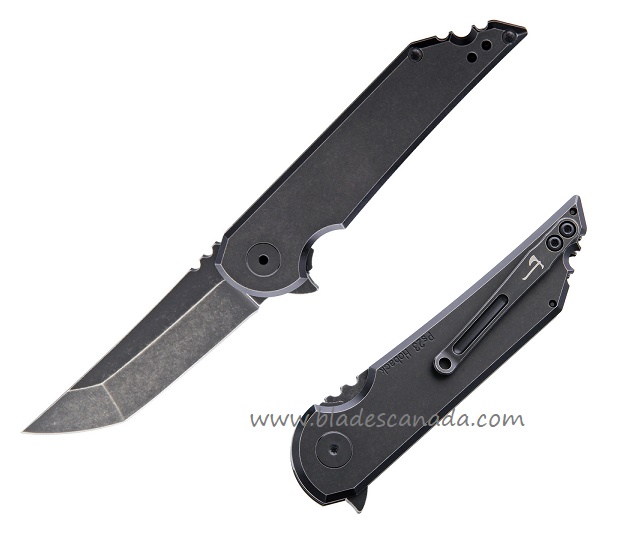 Hoback MK Ultra Flipper Folding Knife, S35VN, Titanium Black, HOB002F