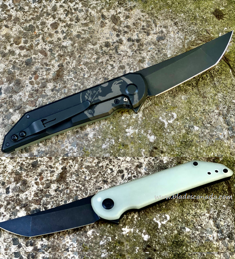 Hoback Radford Pro-Back Flipper Framelock Knife, 20CV Black SW, G10 Ti/Jade
