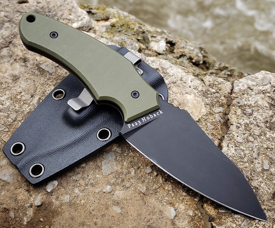 Hoback Shepherd Fixed Blade Knife, CPM 20CV Black SW, G10 OD Green