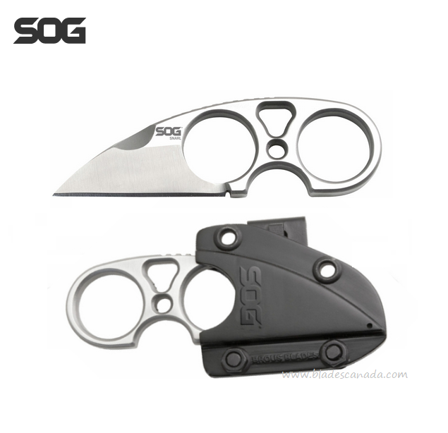 SOG Snarl Fixed Blade Neck Knife, Stainless Steel, Nylon Sheath, JB01K