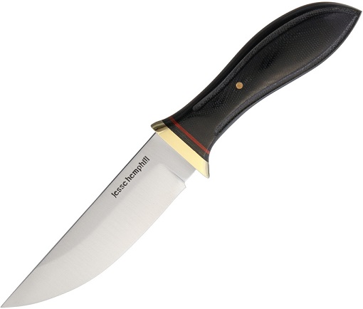 Jesse Hemphill Point Rock II Fixed Blade Knife, A2 Steel, Special Black Micarta, Leather Sheath, JH005SB