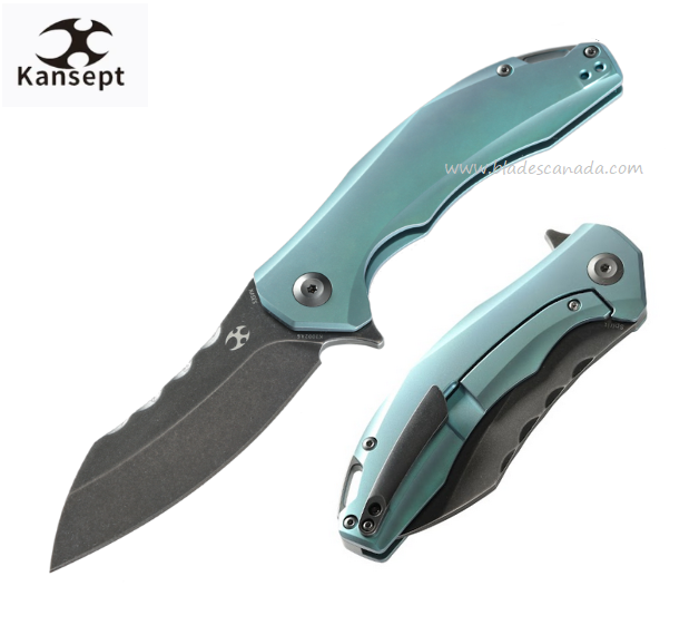 Kansept Spirit Flipper Framelock Knife, CPM S35VN, Titanium Green, K1002A6