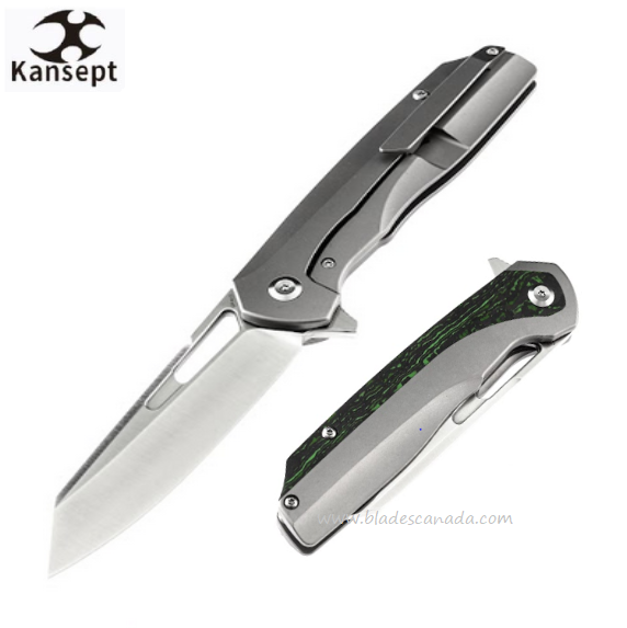 Kansept Shard Left Handed Flipper Framelock Knife, CPM S35VN, Titanium/CF, K1006L6