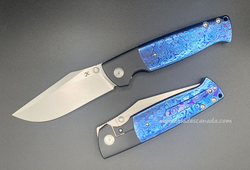 Kansept Shikari Flipper Framelock Knife, CPM 20CV, Titanium/Timascus, K1027A5