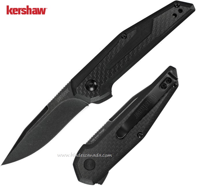 Kershaw Anso Fraxion Flipper Folding Knife, G10/CF Black/Blue, K1160