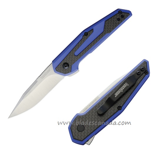 Kershaw Fraxion Flipper Folding Knife, G10 Blue/Carbon Fiber, K1160BLU