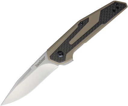 Kershaw Fraxion Flipper Folding Knife, G10 Tan/Carbon Fiber, K1160TAN - Click Image to Close