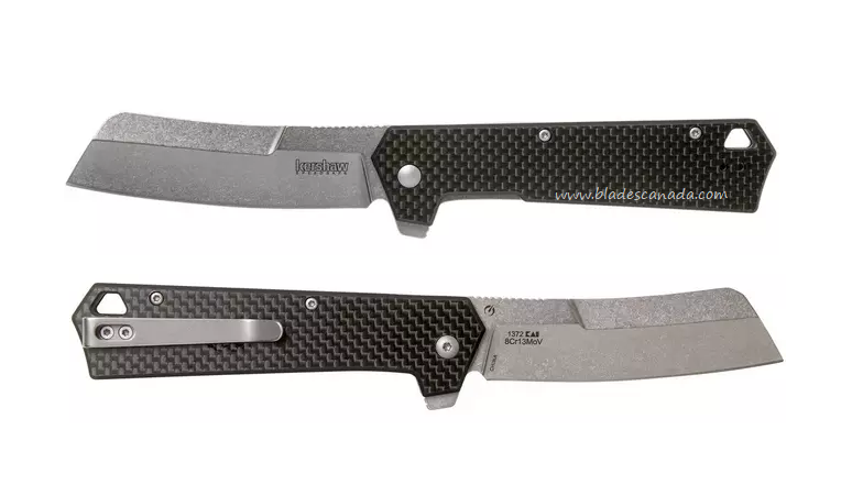 Kershaw Rib Special Edition Flipper Folding Knife, Assisted Opening, G10/Carbon Fiber, 1372
