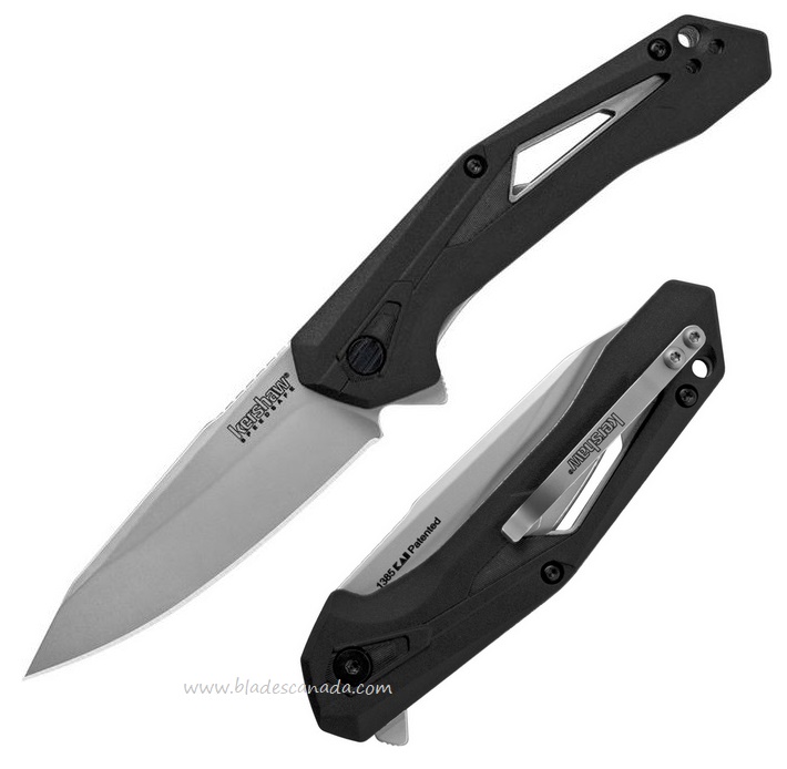 Kershaw Airlock Flipper Folding Knife, GFN Black, Assisted Opening, K1385