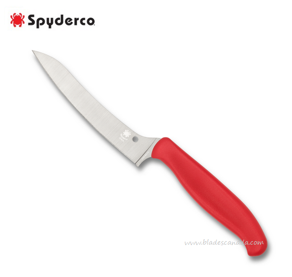 Spyderco Z-Cut Pointed Kitchen Knife, CTS BD1N, Red Handle, 14PRD