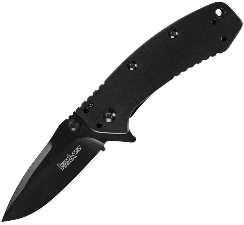 Kershaw Cryo II Hinderer Flipper Framelock Knife, Assisted Opening, Stainless Handle, K1556BLK