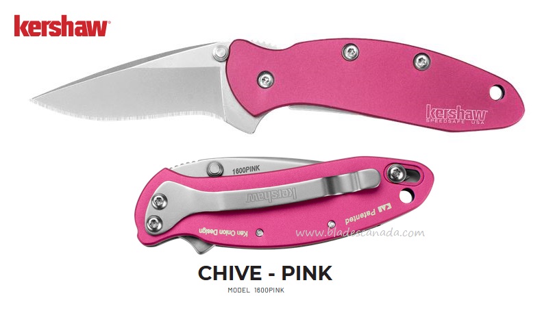 Kershaw Chive Flipper Folding Knife, Assisted Opening, 420HC, Titanium Pink, K1600PINK