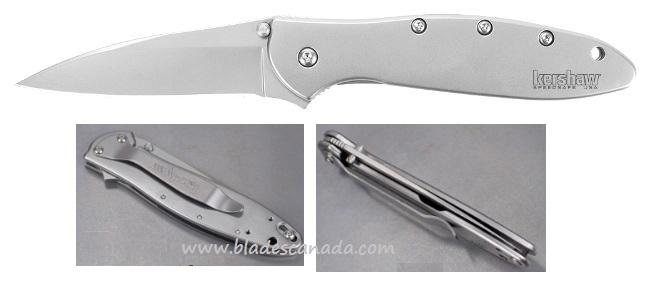 Kershaw Leek Flipper Framelock Knife, Assisted Opening, 14C28N Sandvik, Stainless Handle, K1660