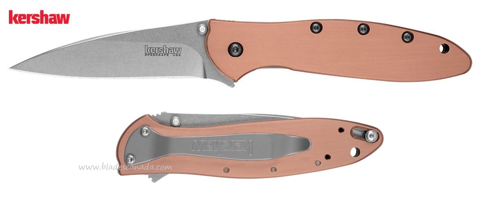Kershaw Leek Flipper Folding Knife, 154CM, Copper Handle, K1660CU