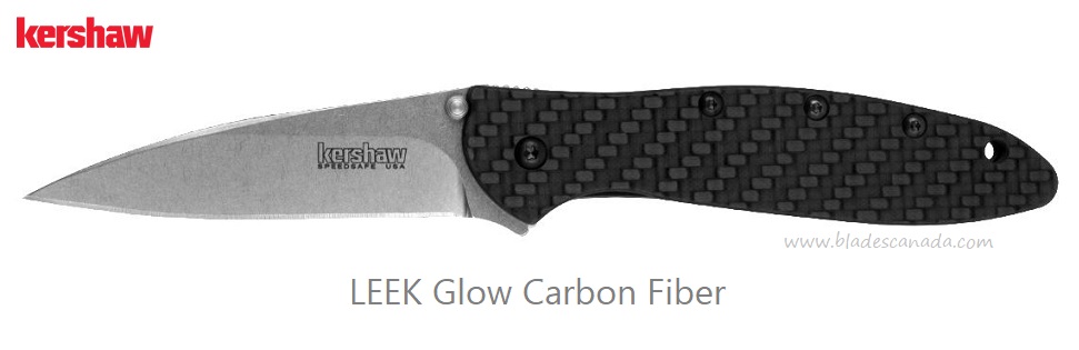 Kershaw Leek Flipper Folding Knife, Assisted Opening, 154CM, Carbon Fiber Glow, K1660GLCF